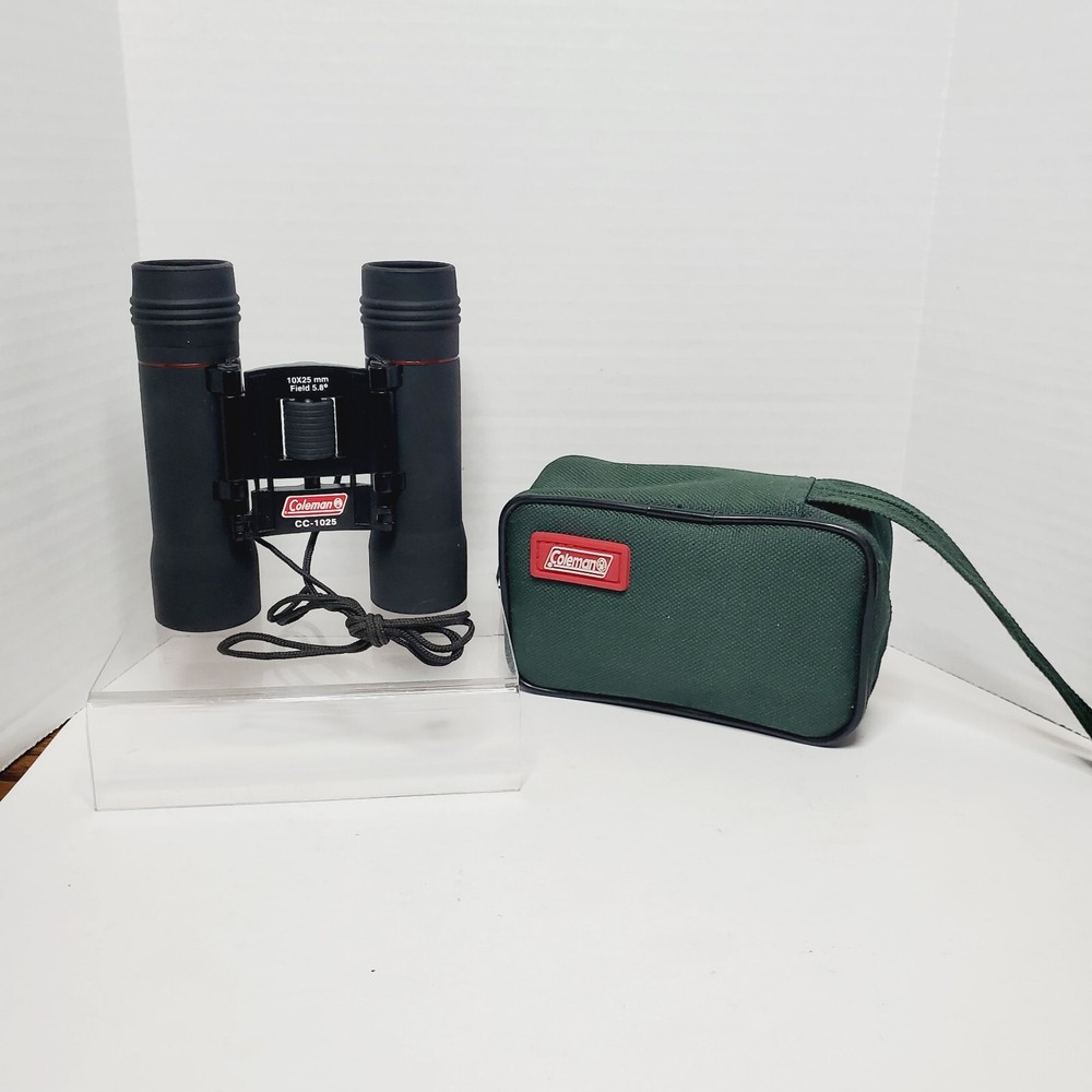 Coleman 10x25 compact binoculars with case cc-1025 Mini Adjustable