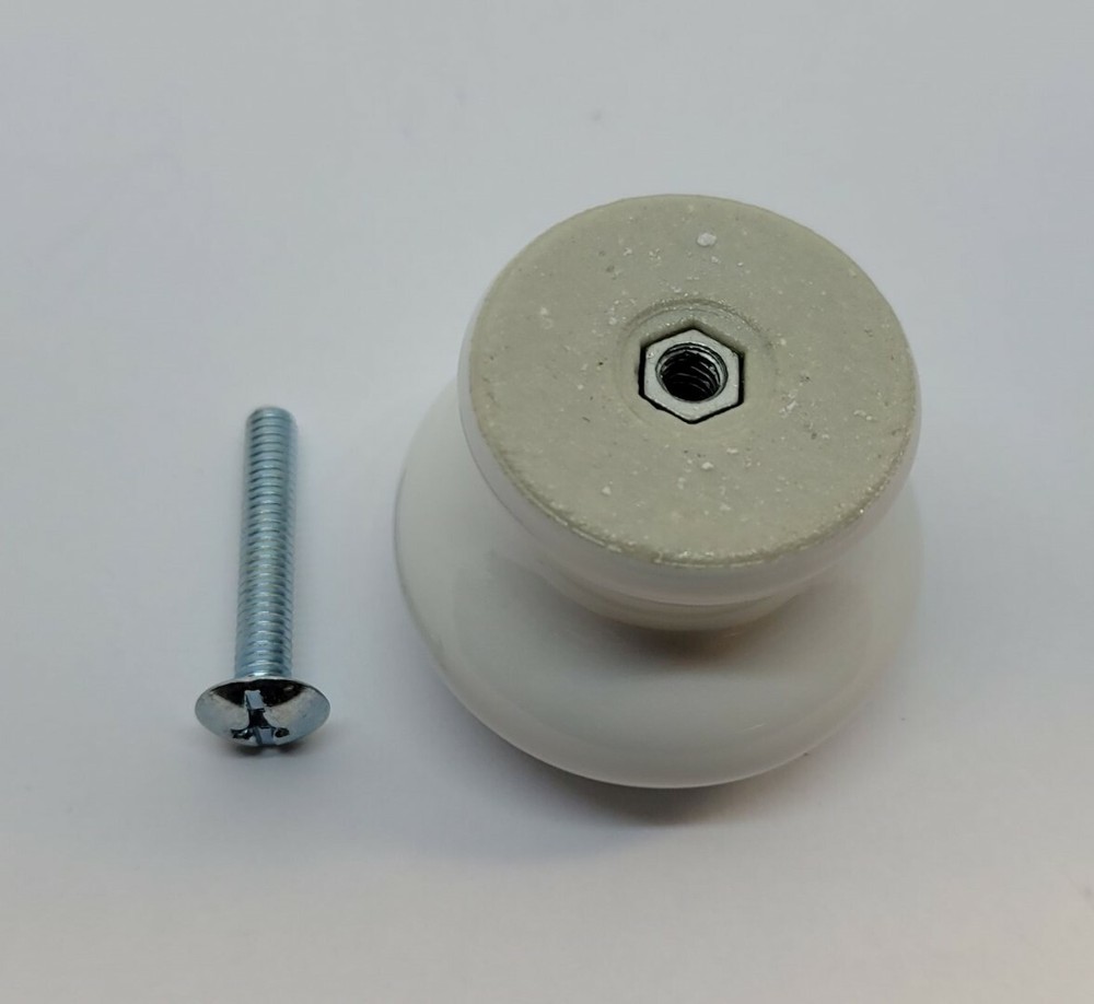 1-1/2" White Porcelain Round Knob (solid top - hidden screw) handle pull drawer