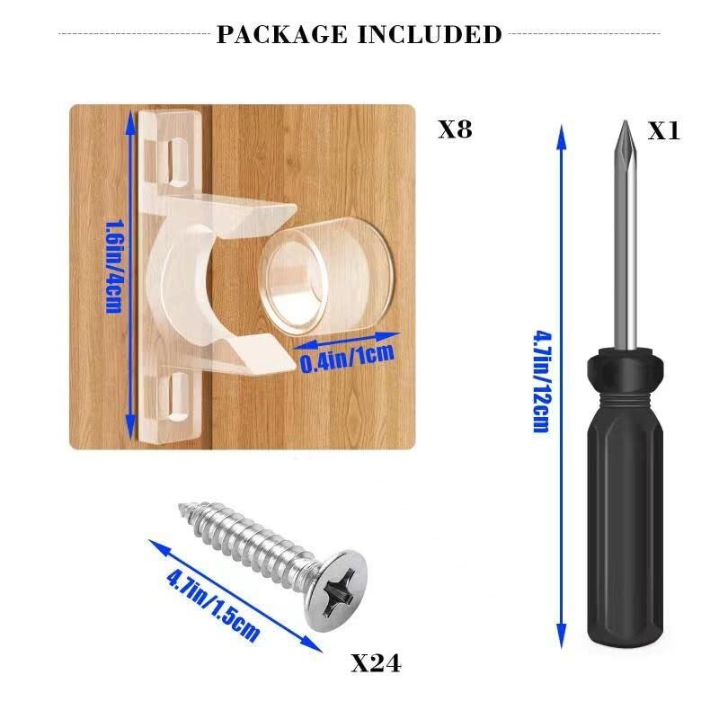 8 Sets False Front Cabinet Clips Kitchen Cabinet Doors Replacement for Drawer...