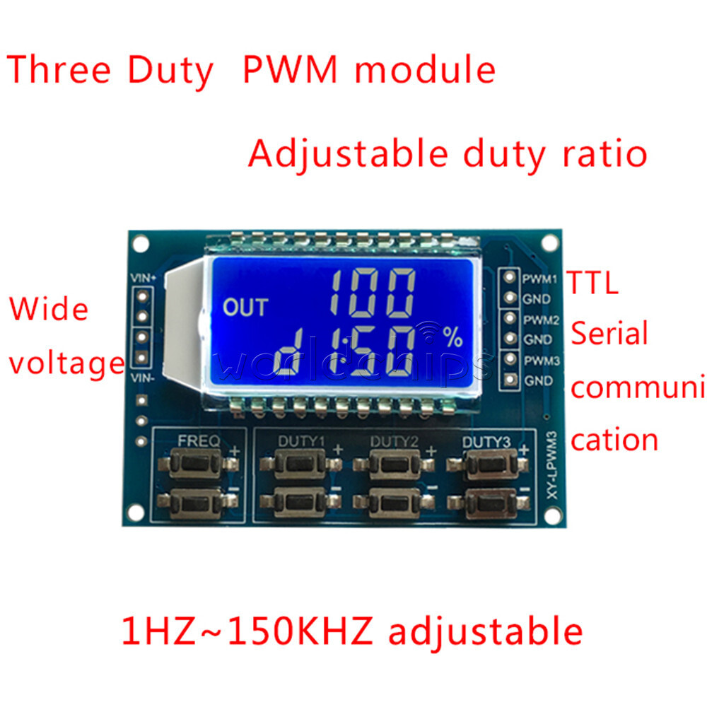 1-10x Signal Generator 3CH PWM Pulse Wave Frequency Duty Cycle Adjustable Module