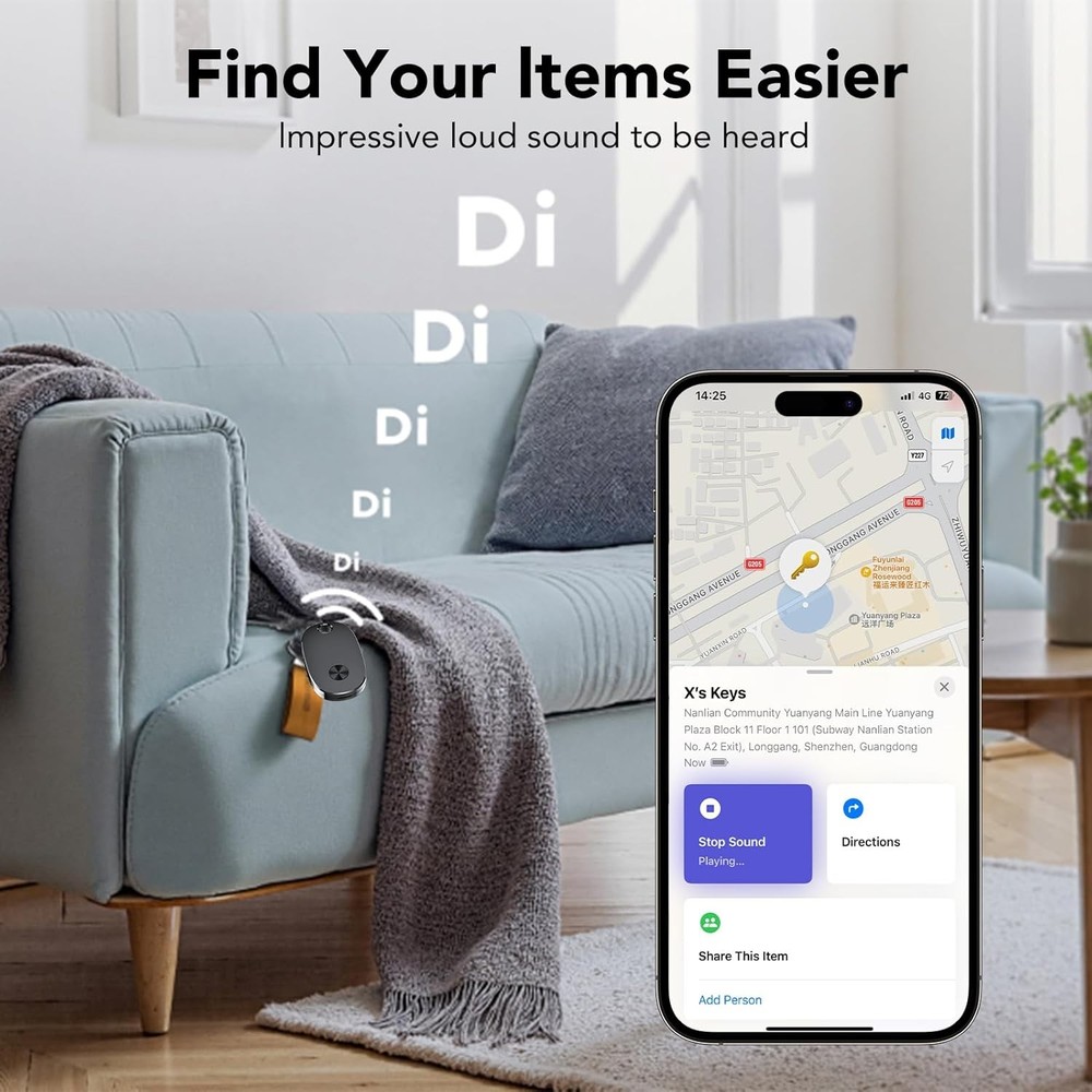 4PCS Bluetooth Tracker Tags for iOS Find My App Keys Luggage Backpack