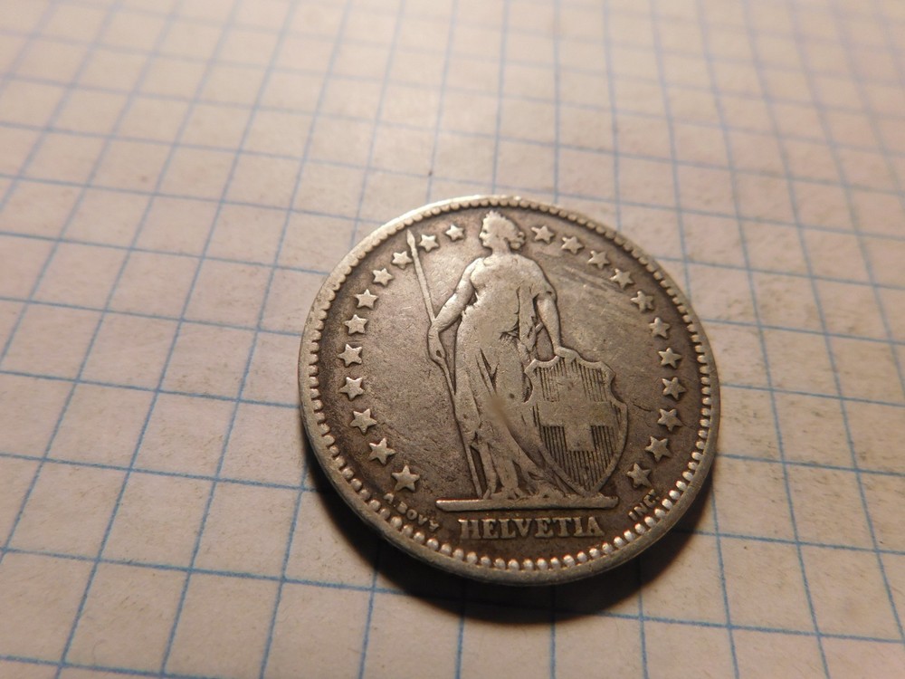 SWITZERLAND 2 FRANCS 1875 B SILVER # 1122