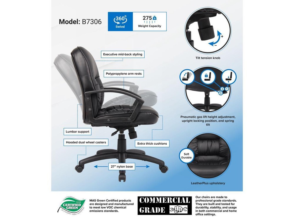 BOSS Office Products B7306 Executive Chairs