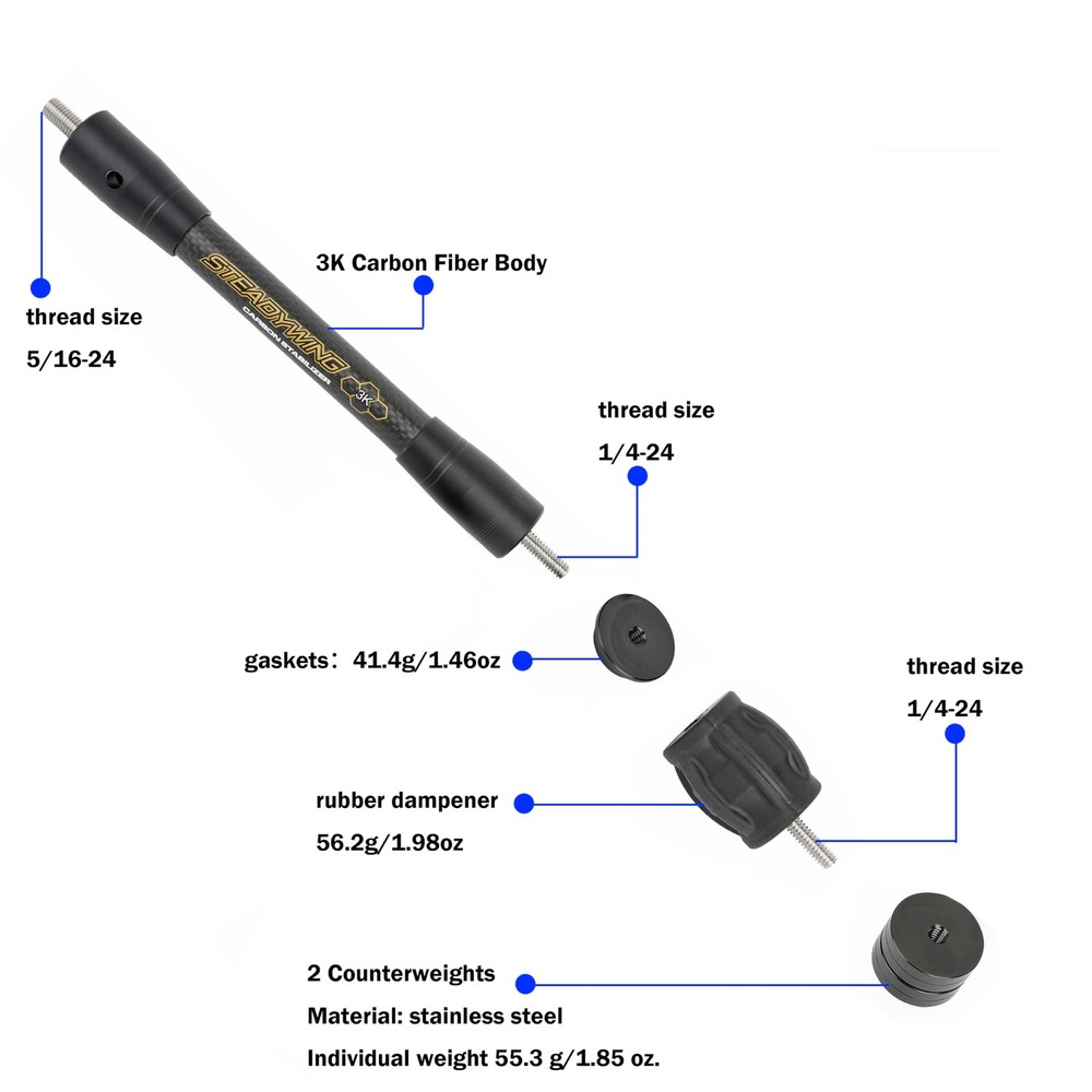 Bow Stabilizer for Compound Bow, Stabilizer Kit, 6" 8" 10" 12" 15", Archery B...