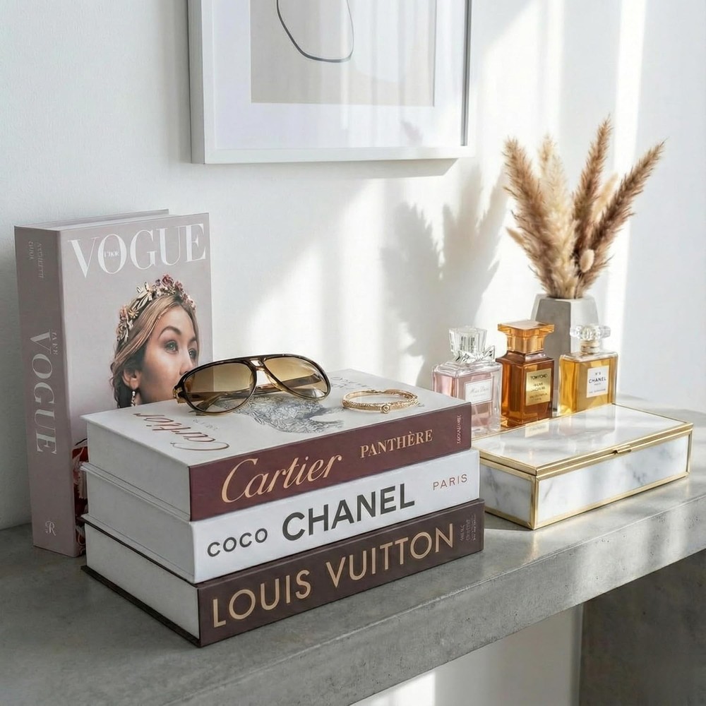 Decorative Faux Book Box Set Coffee Table Decor