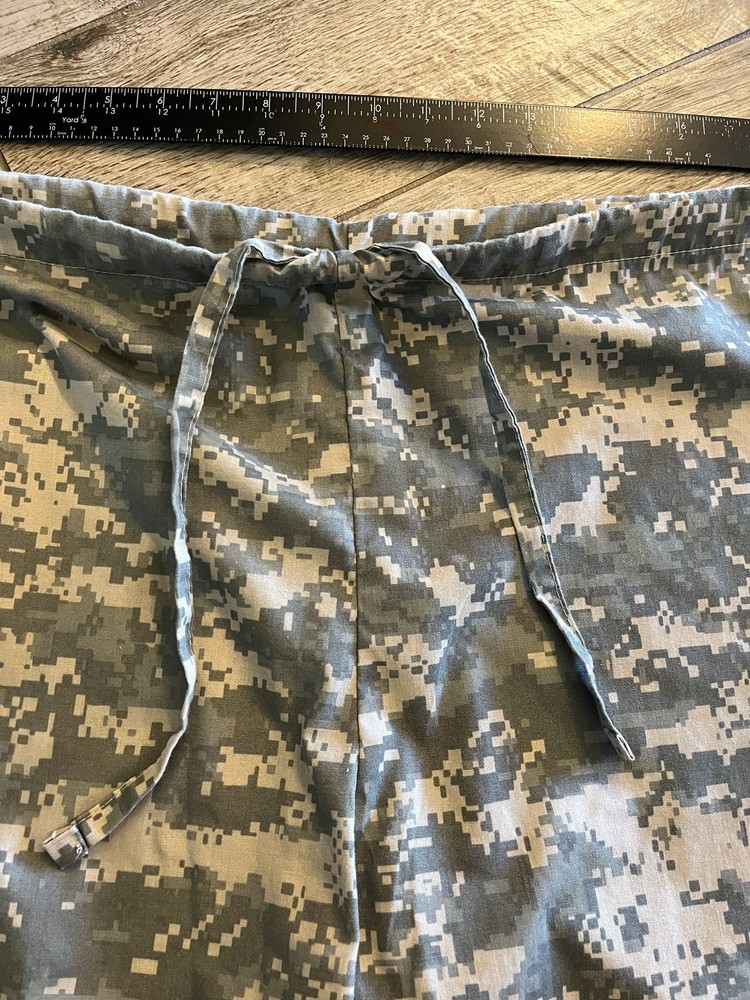 ACU Digital Camo Scrub Pants Medium 65% Poly 35% Cotton Drawstring Back Pocket