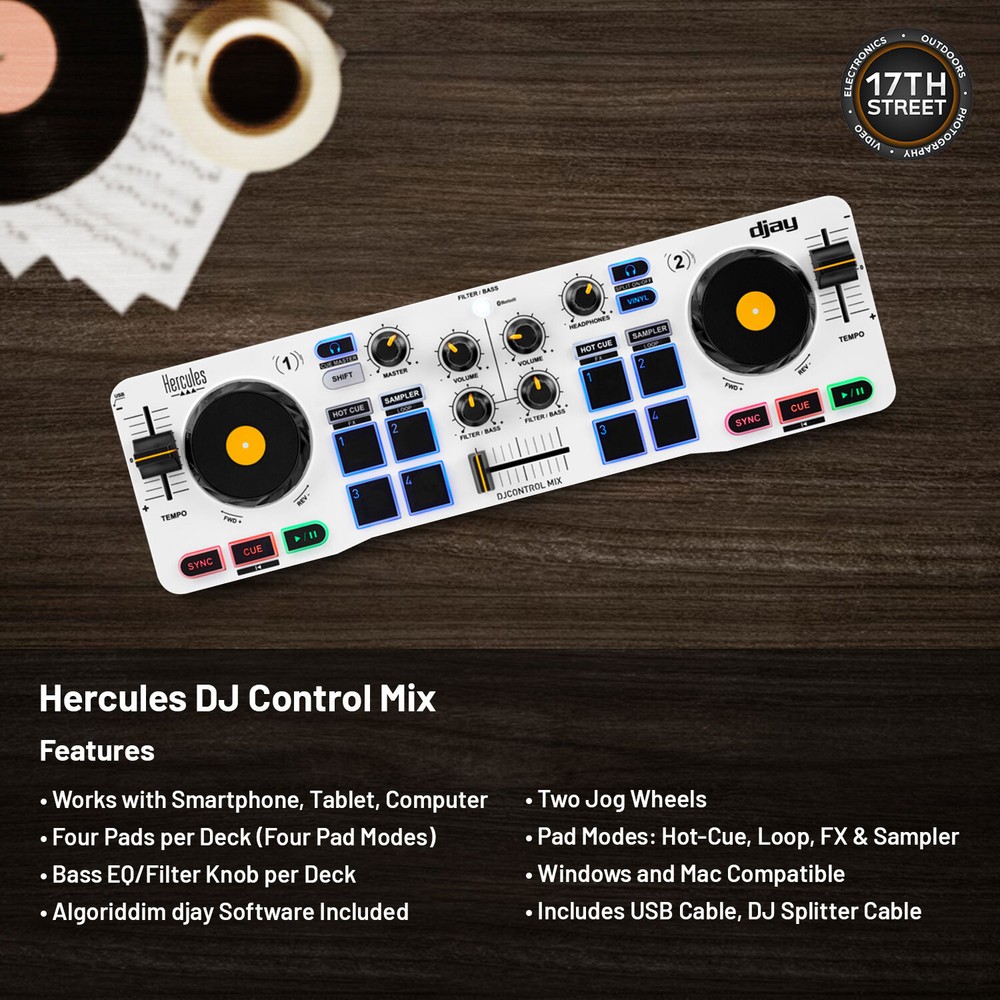 Hercules DJ Control Mix Wireless DJ Controller +Headphones +Case (Bundle Set)