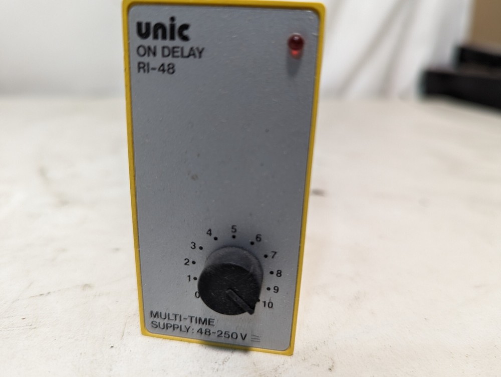 Unic RI-48 on delay timer relay, 0sec-10min, 48-250VAC/DC, multi-time