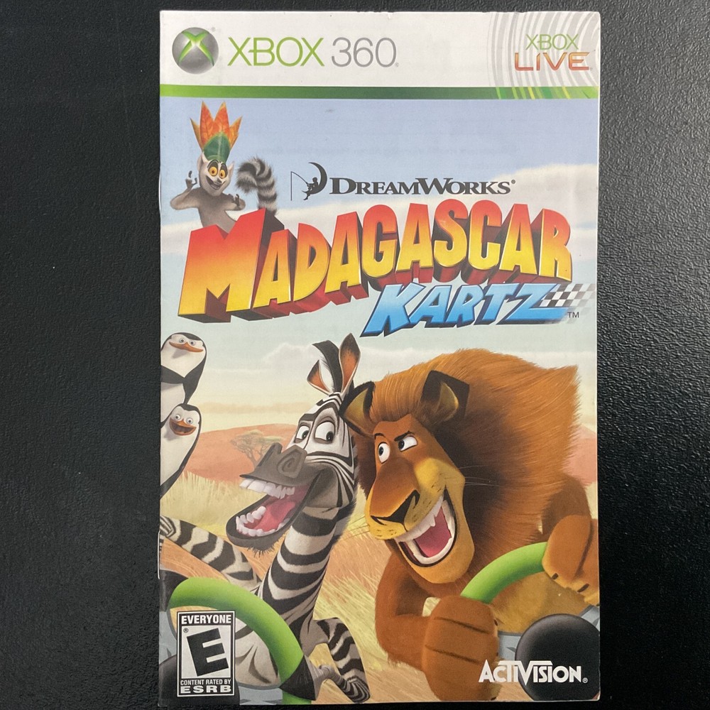 Madagascar Kartz Microsoft Xbox 360 Instruction Manual Only