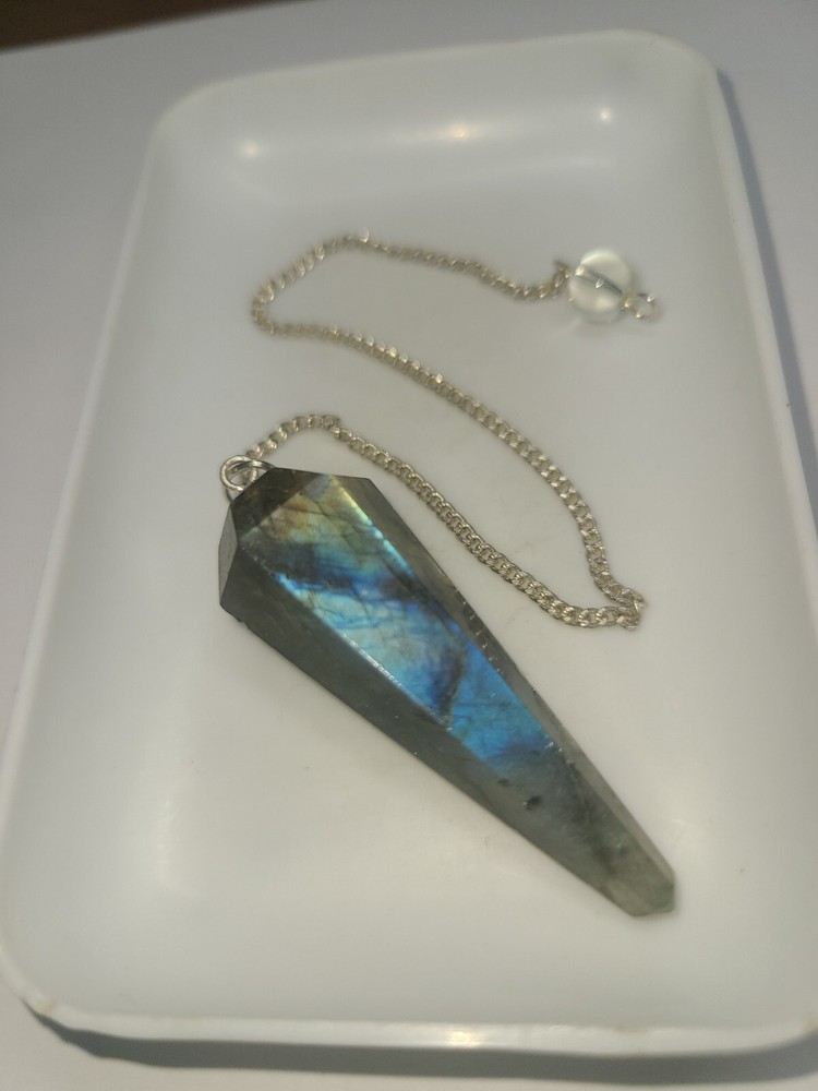 Labradorite Faceted Cone Crystal Dowsing Pendulum Divination Tool