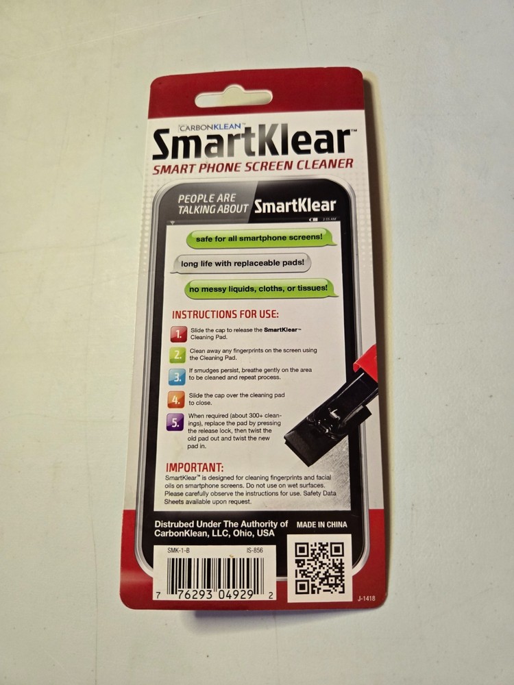 SmartKlear Smart Phone Screen Cleaner - Durable Carbon Microfiber Technology