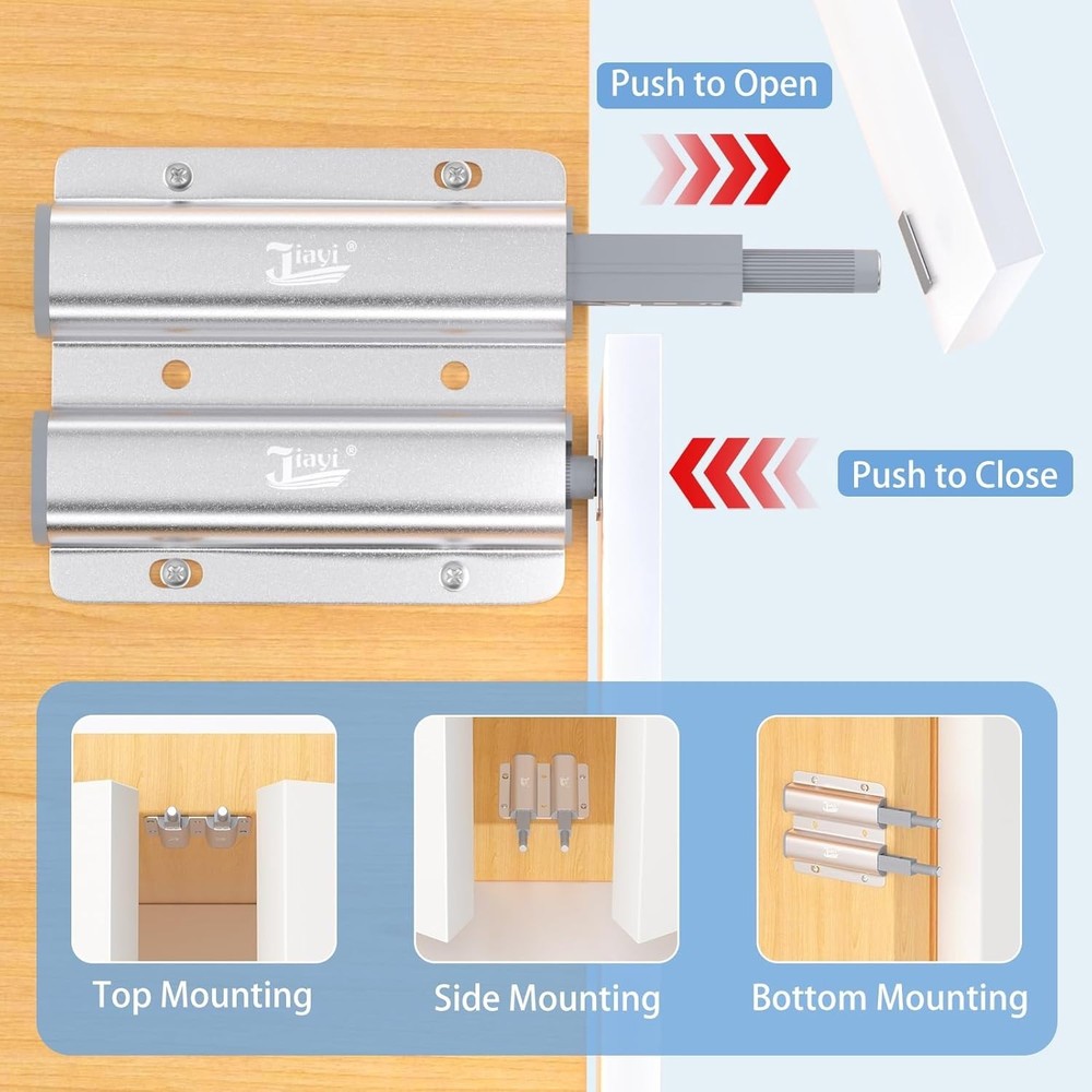 Secure Double Push Cabinet Latch - Magnetic Closure with Easy Installation Kit