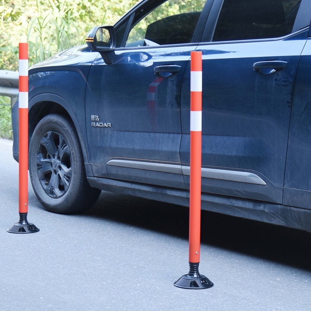 8PCS 48"Orange Traffic Delineator Posts Spring Channelizer Posts for Road Safety