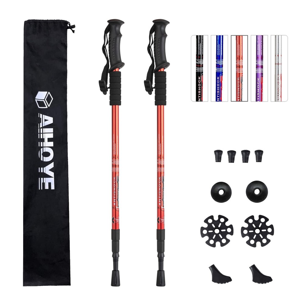 2 Pack Collapsible Lightweight Trekking Poles Anti-Shock Walking Sticks