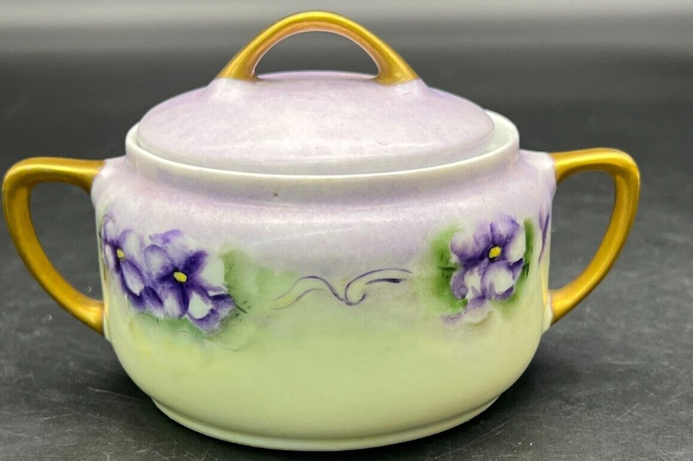 Hand Painted KPM China Sugar with Violets