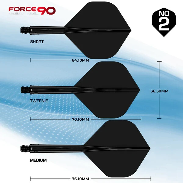 BLACK MEDIUM NO2 MISSION FORCE 90 1 PIECE MOLDED SHAFT & FLIGHT SYSTEM