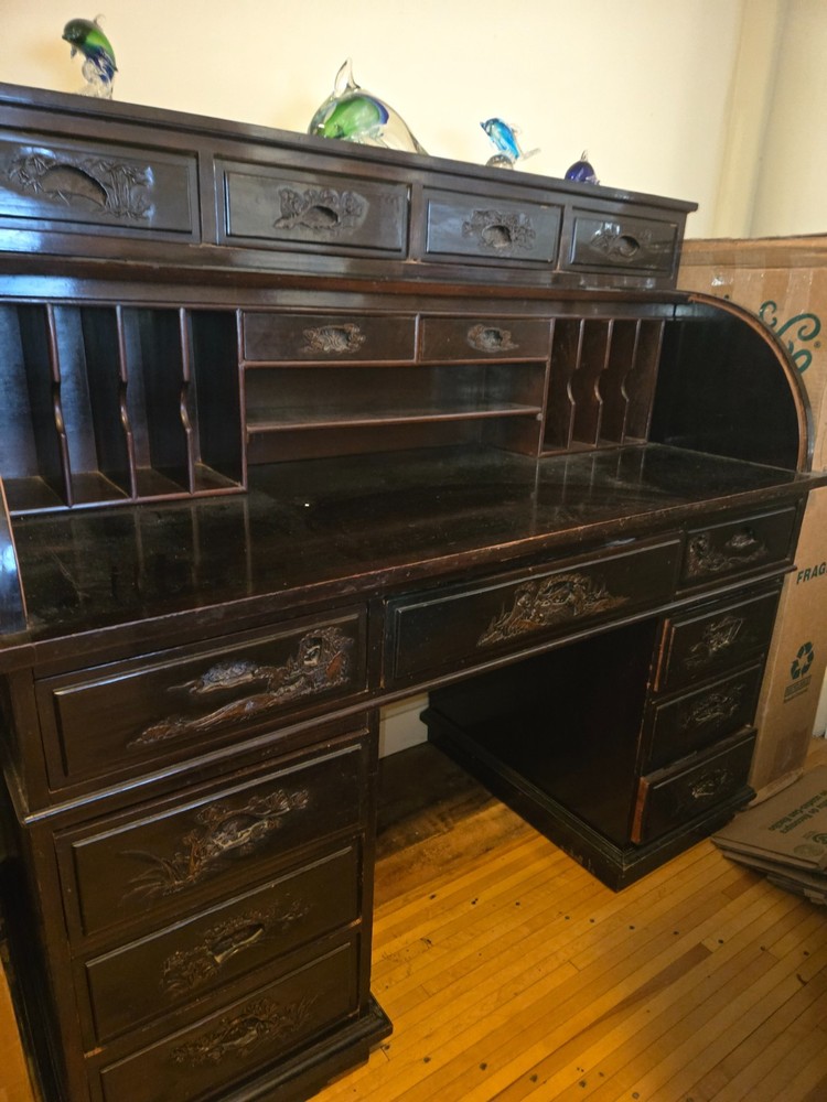 Oriental Antique Roll Top Desk