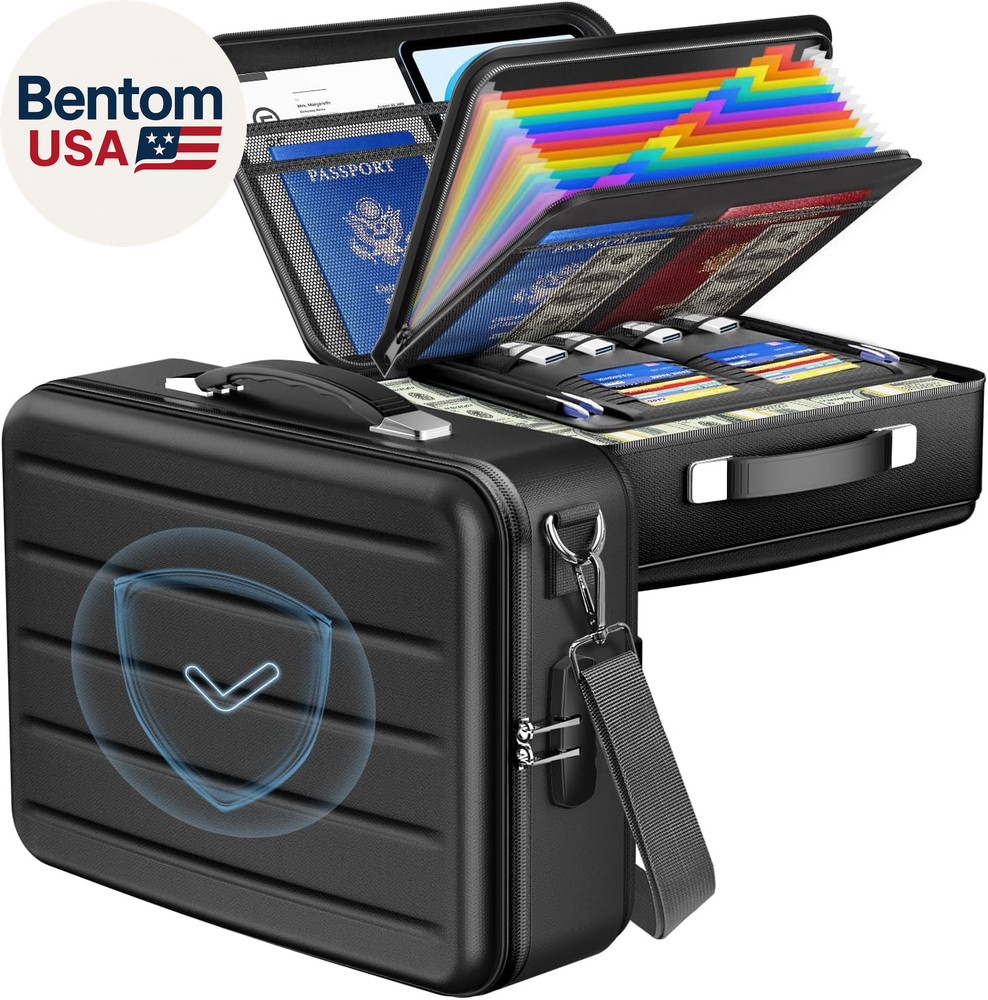 Fireproof Document Box with Lock, Hard-Shell Fireproof Safe for Home Documents,