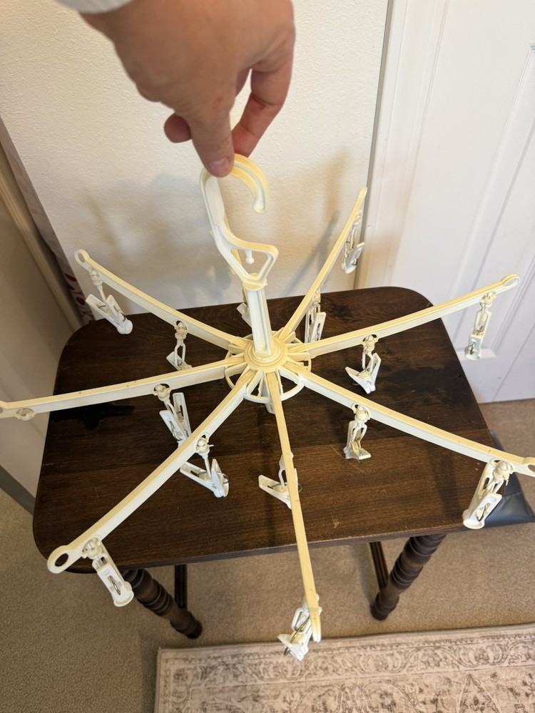 Rotating Clothes Drying Rack with 24 Clips Foldable Hanger for Laundry