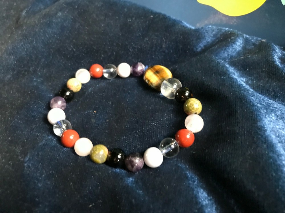 Unsigned Designer Handcrafted Artisan Tiger Eye Multi Stone Stretch Bracelet