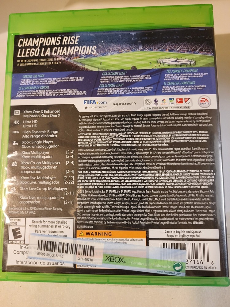 FIFA 19 XBOXONE Replacement CASE ONLY