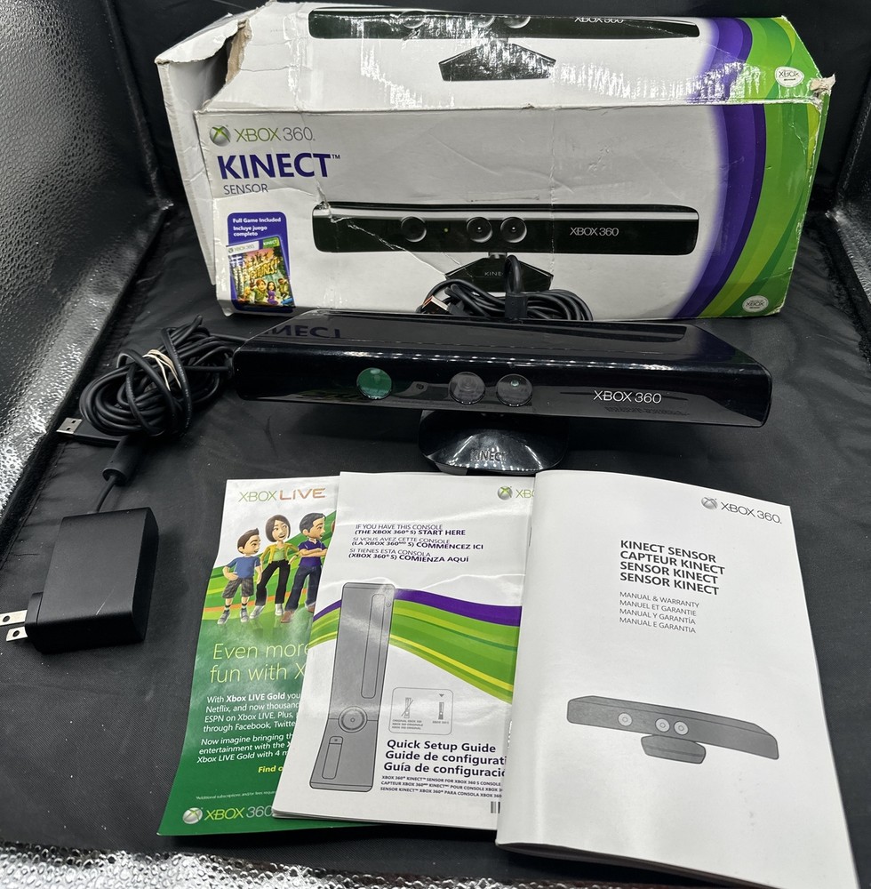 Microsoft Xbox 360 Black Kinect Sensor Bar 1414 In Original Box B4