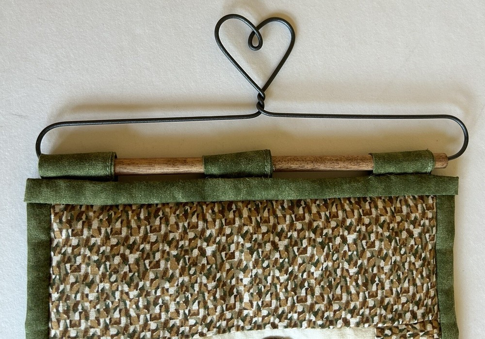Hand Stitched Details On Fabric Fall Wall Hanging Cornucopia With Squash