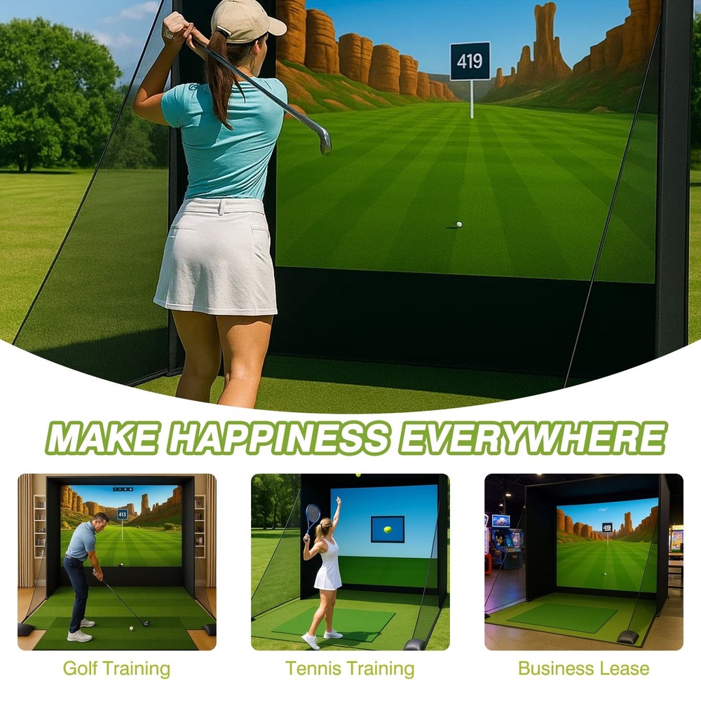 10×8ft Enhanced Edition Golf Simulator Enclosure Nets Sturdy Indoor Golf Cage