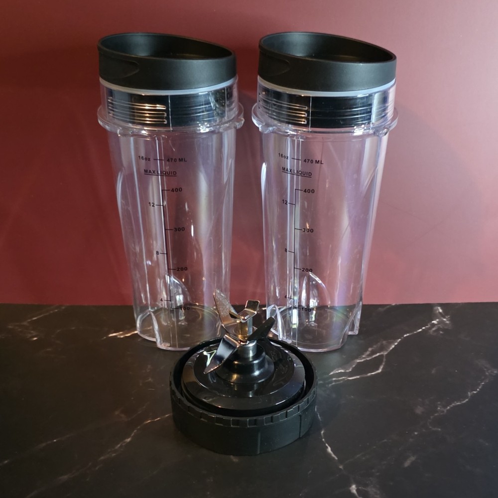2-Pack Replacement 16oz Cups and 6-Fin Extractor Blade for Nutri Ninja