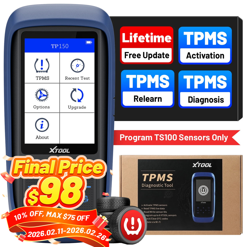 XTOOL TP150 WIFI TPMS Relearn Tool TS100 Tire Pressure Sensors Programming Reset