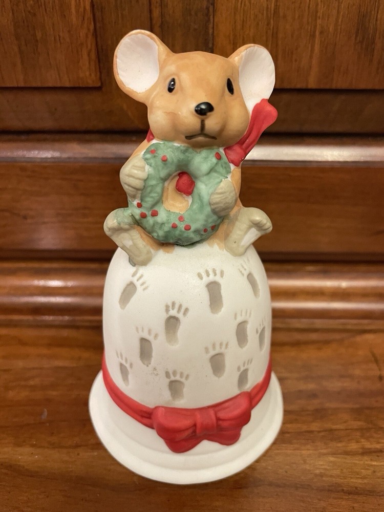 Vintage Christmas Mouse Bell Decoration
