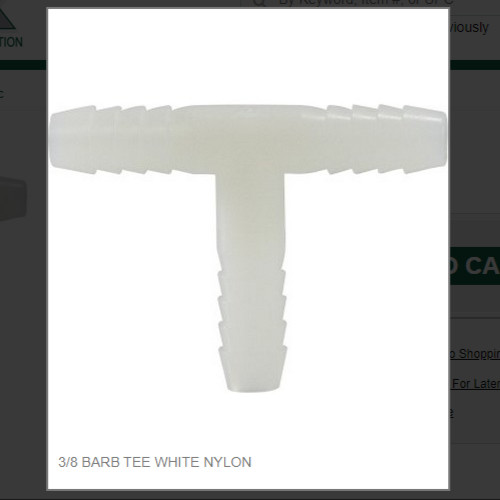 3/8 BARB TEE WHITE NYLON # 33429W
