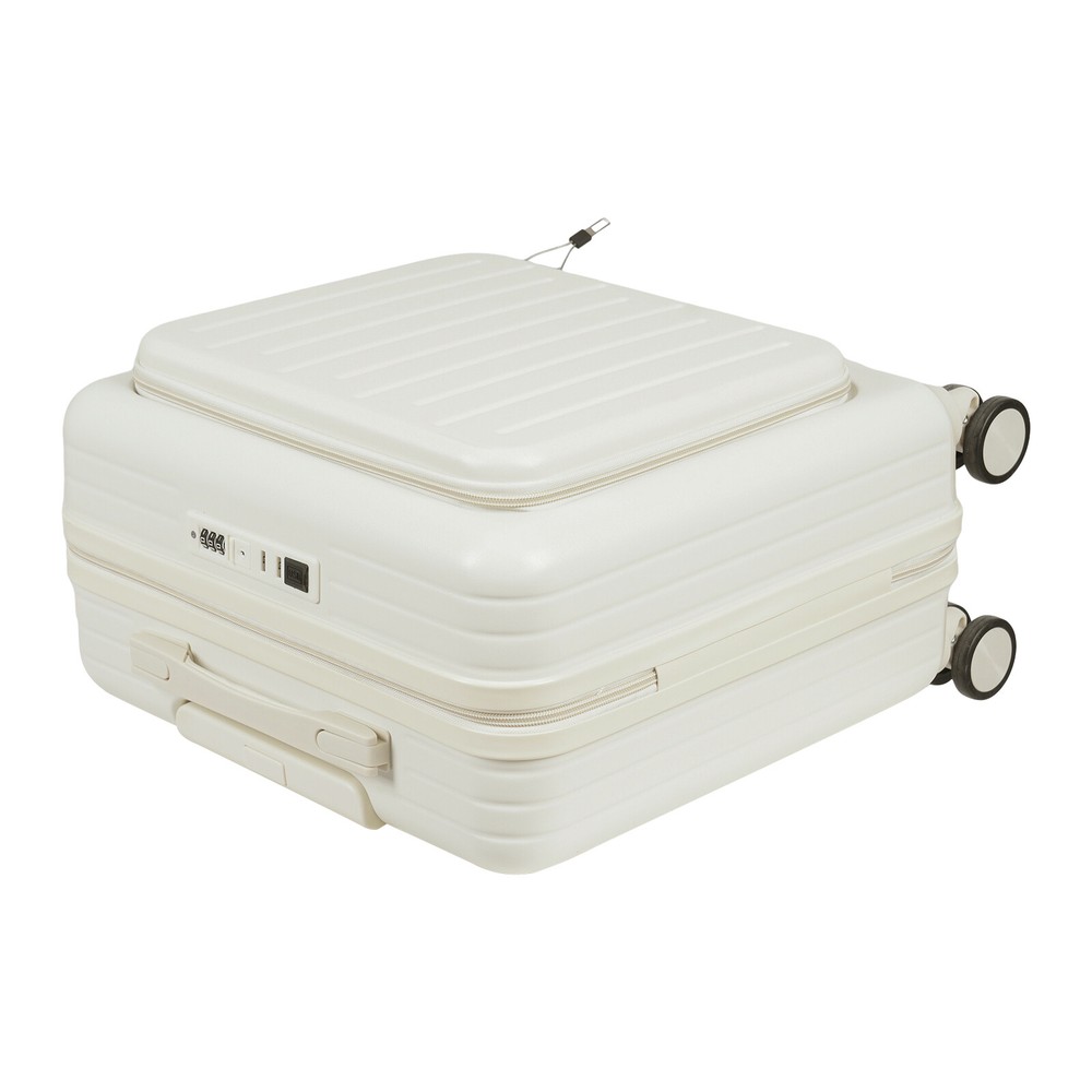 18" front Open Multi-function Suitcase Password Suitcase W/ USB Port+Cup holder