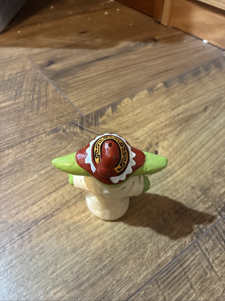 Ceramic Yoda Incense Holder with Peruvian Hat 4x3.5 in