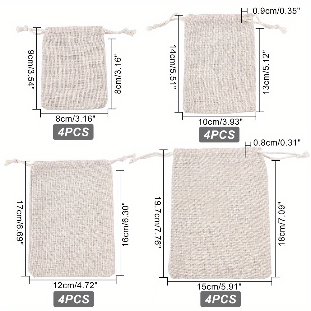 1set 16pcs 4 style Polyester Blank Craft Drawstring bag Drawstring Bags