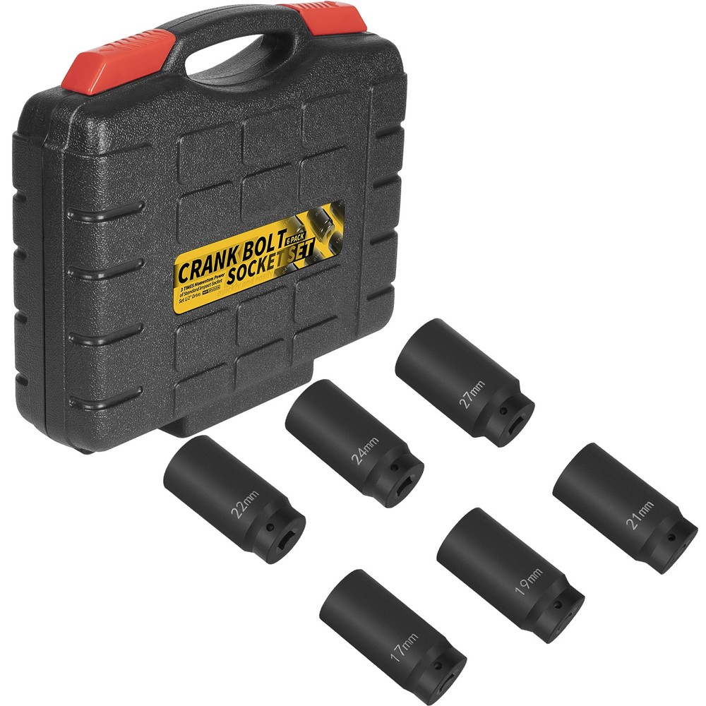 6 Pack Crank Bolt Socket Set Harmonic Balancer Impact Socket 17/19/21/22/24/27m