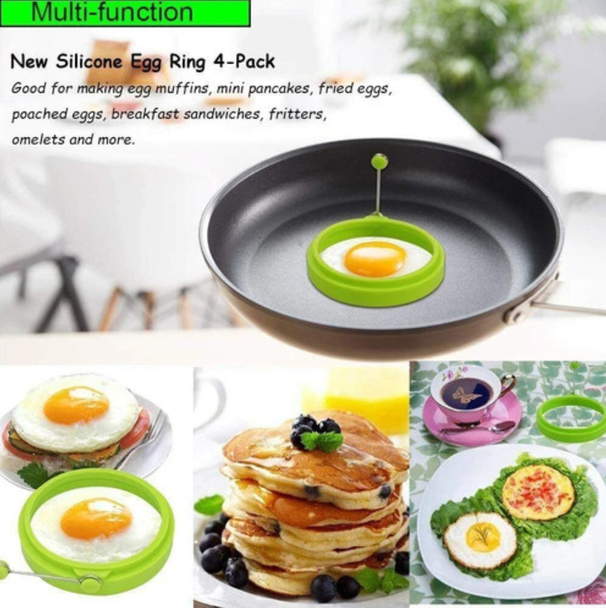 4PCS Egg Fried Mold Silicone Ring Pancake Silica Gel Kitchen Cooking Tool