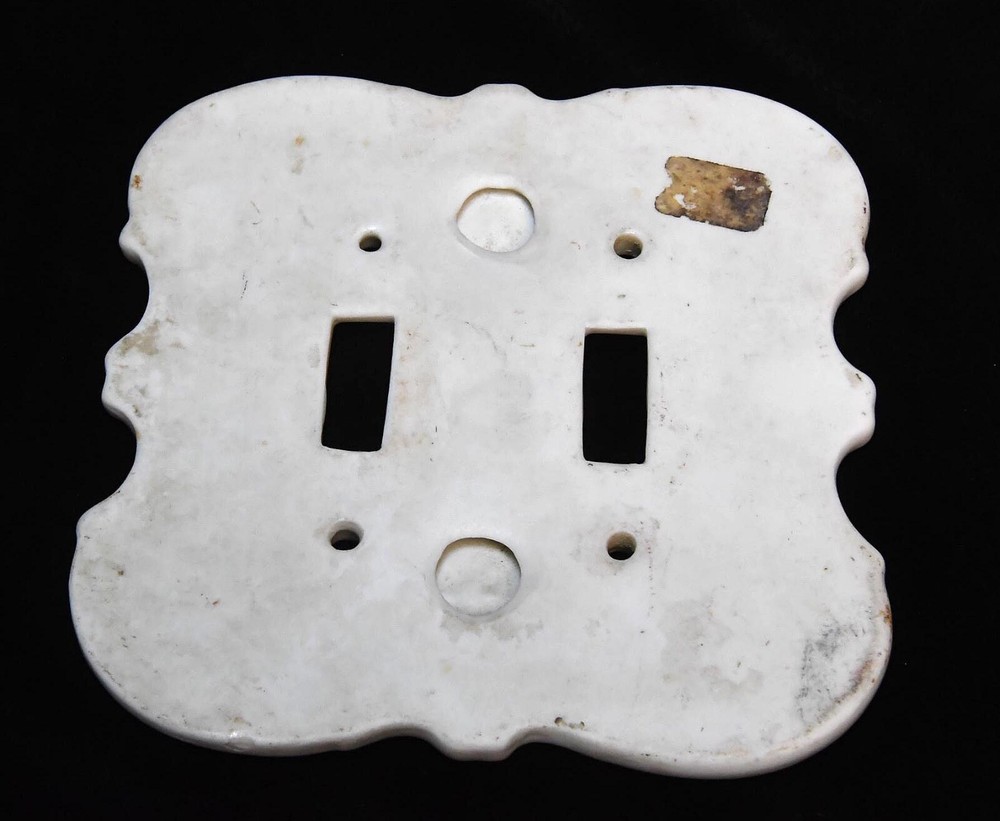 FLOWERED CERAMIC DOUBLE LIGHT SWITCH PLATE COVER