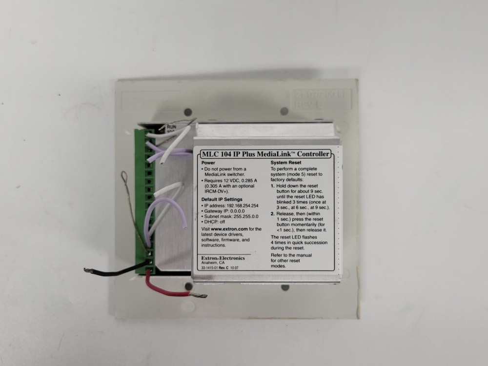 Extron MLC 104 IP Plus MediaLink Controller Ethernet Control Wall Mount