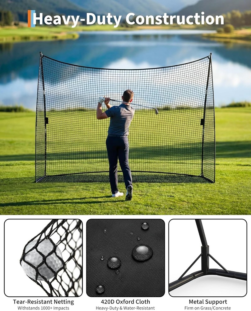 Large 10x7ft Golf Practice Hitting Net Indoor Personal Driving Range Training