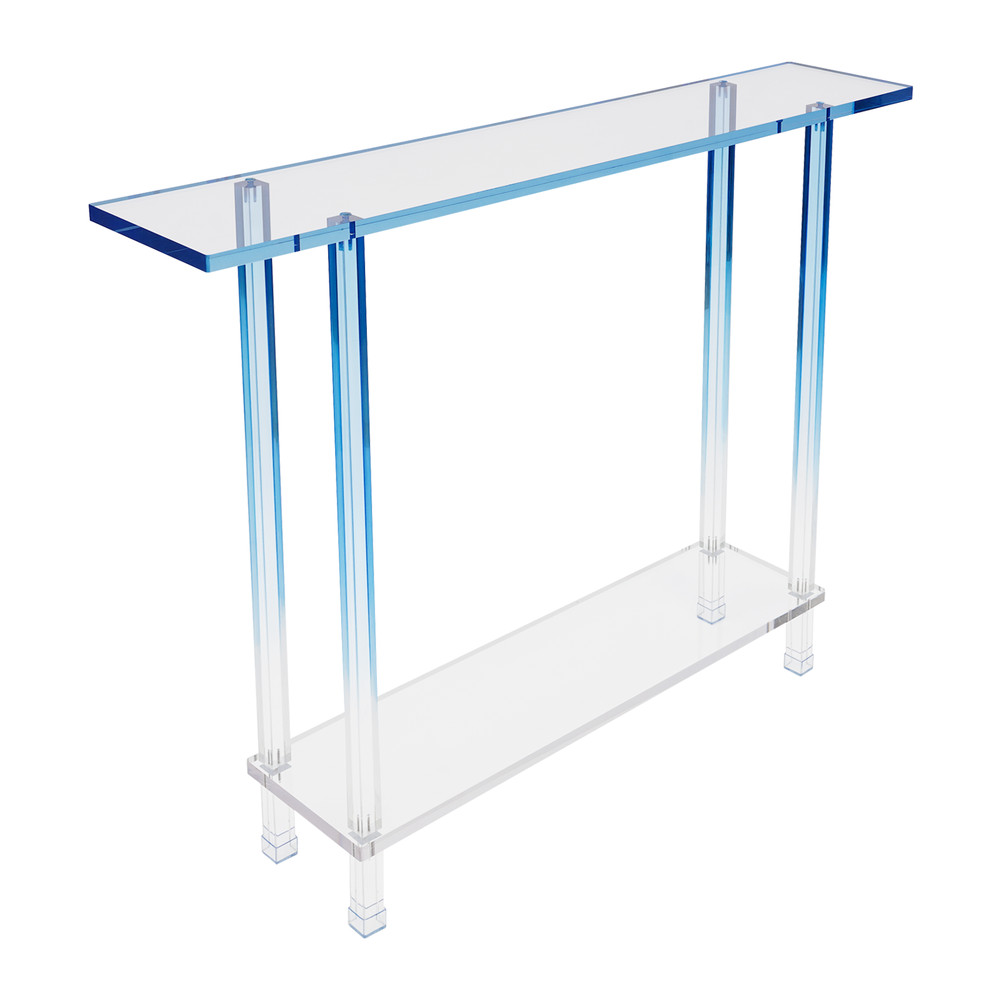 Acrylic Side Table Gradient Clear Blue Entryway Table Narrow Side Table
