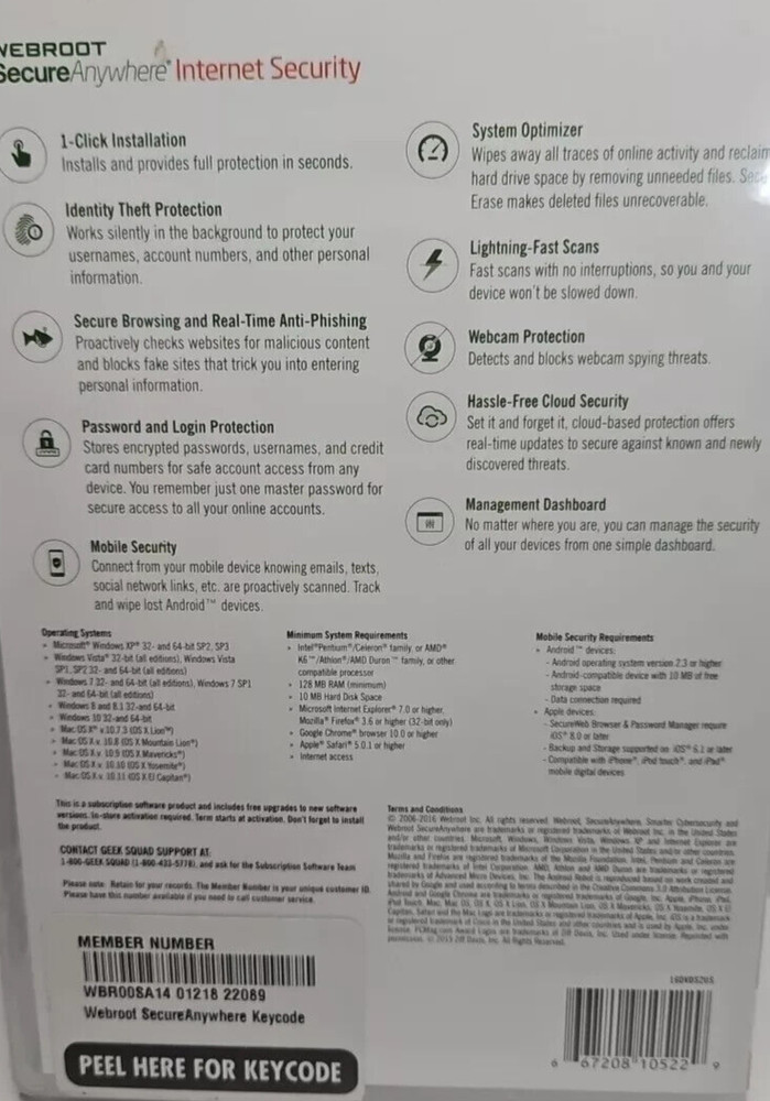 Webroot Secure Anywhere (PC, 2005) Advanced Internet Security, New & Sealed #B16