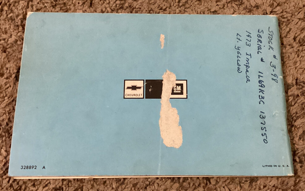 Original 1973 Chevrolet Owner's Manual & Extras
