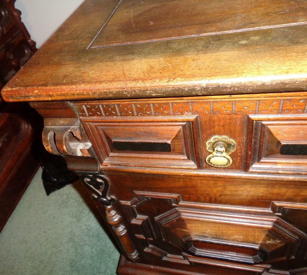 Antique Solid Walnut Partner Desk - EXQUISITE - AMAZING HISTORY - NEEDS TLC
