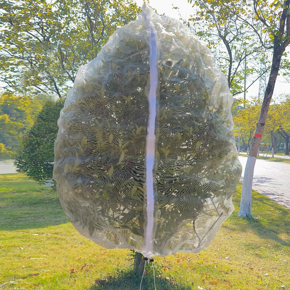 2Pack 10 x 10FT Large Fruit Tree Netting Bags with Zipper and Drawstring, Bir...