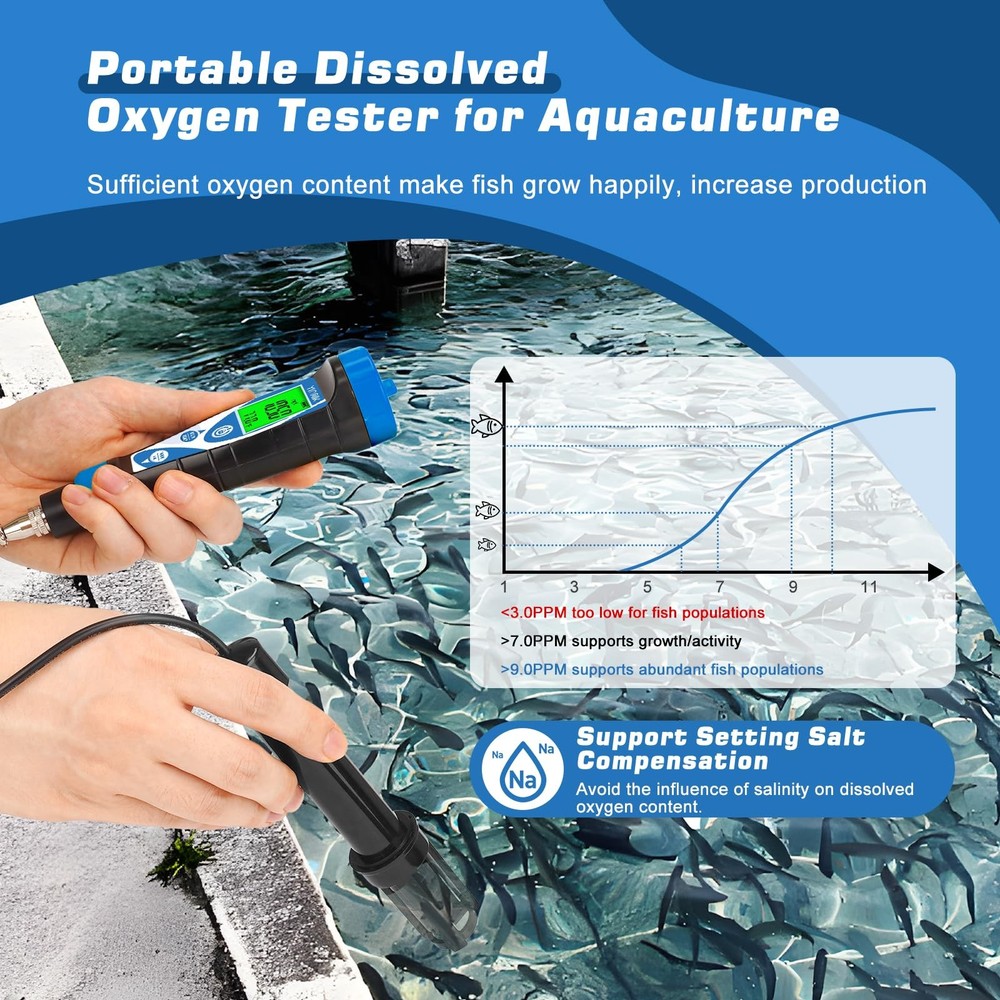 Dissolved Oxygen Meter Digital Dissolved Oxygen Test kit for Aquarium Oxygen ...