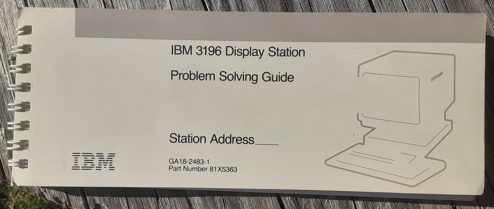 Vintage IBM 3196 Display Station 112 Page Problem Solving Guide Booklet