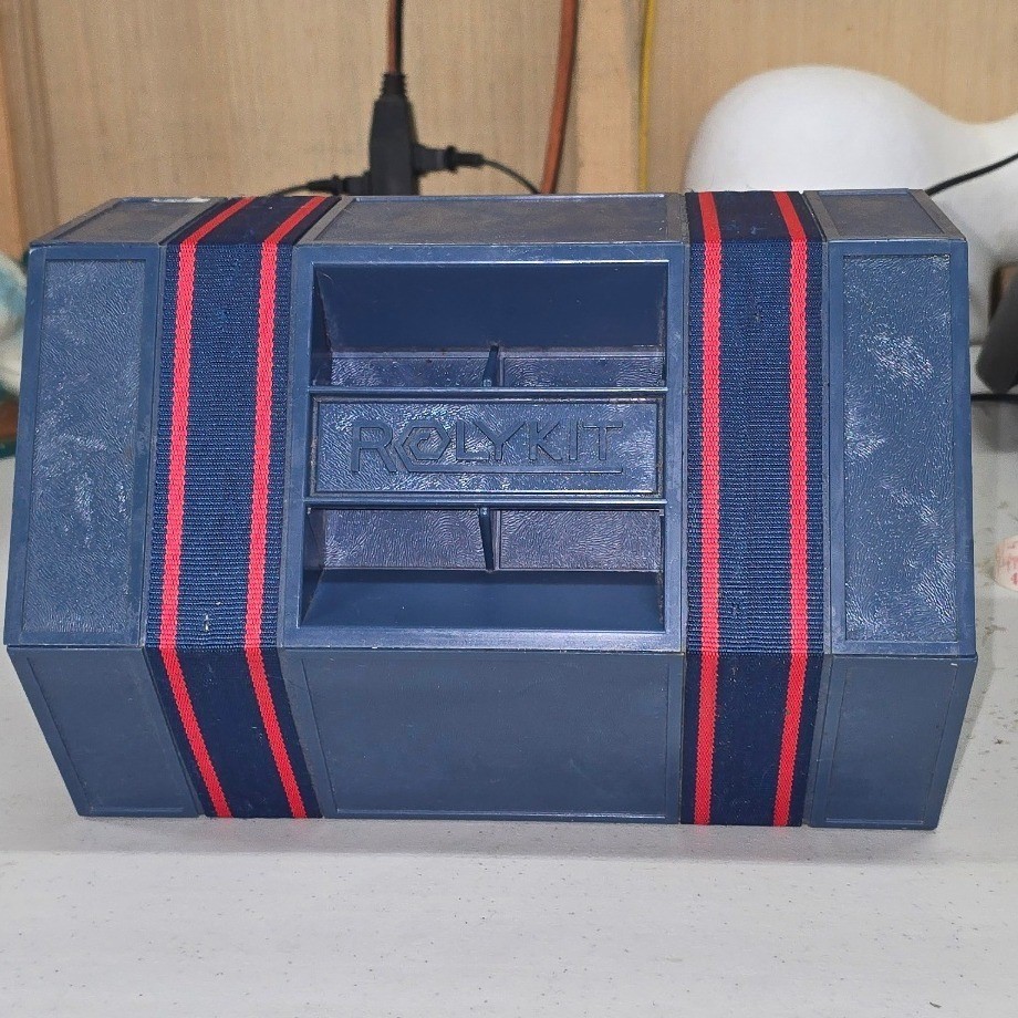 Vintage Rolykit Roll Up Organizer Navy Blue Hexagon Craft Tool Storage Case