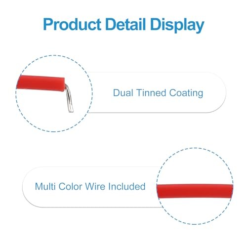 24 AWG Solid Core Wire Kit, 130pcs PVC Coated Pre Tinned Copper Electrical