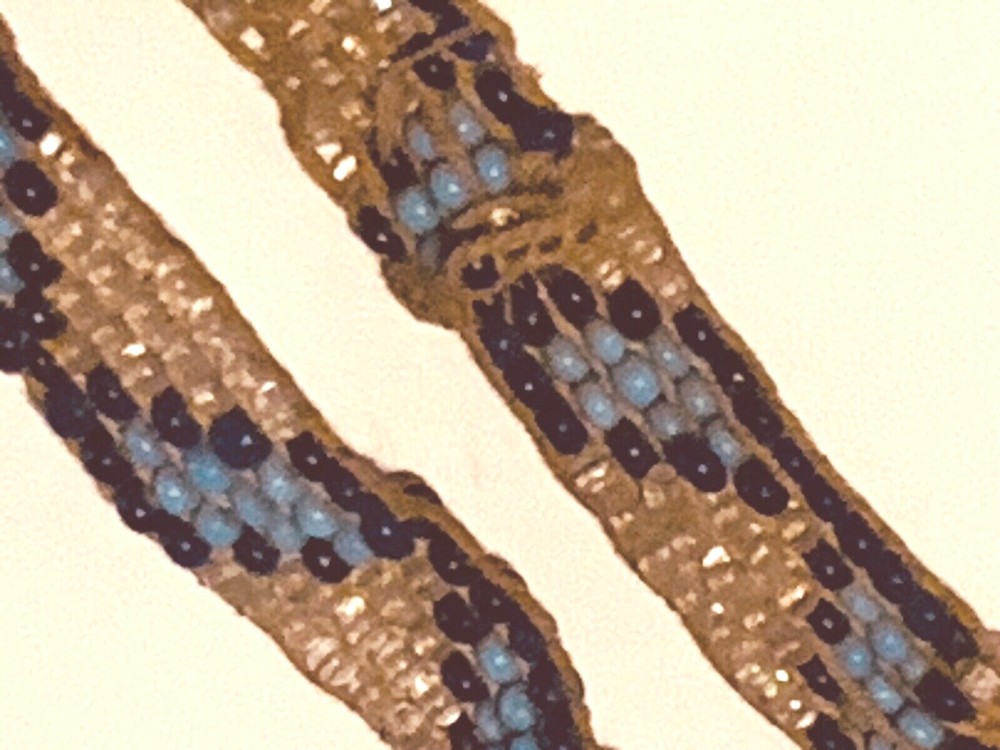 Vintage Seed Bead Flapper's Necklace, Diagonal Blue Design